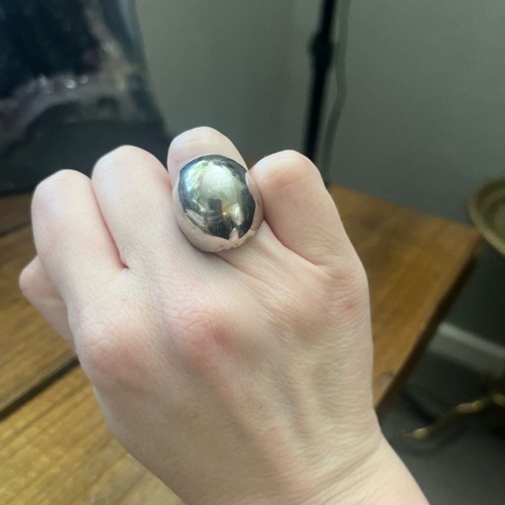 Vintage Huge Hollow Chunky 925 Sterling Silver Ring Trending 2025
